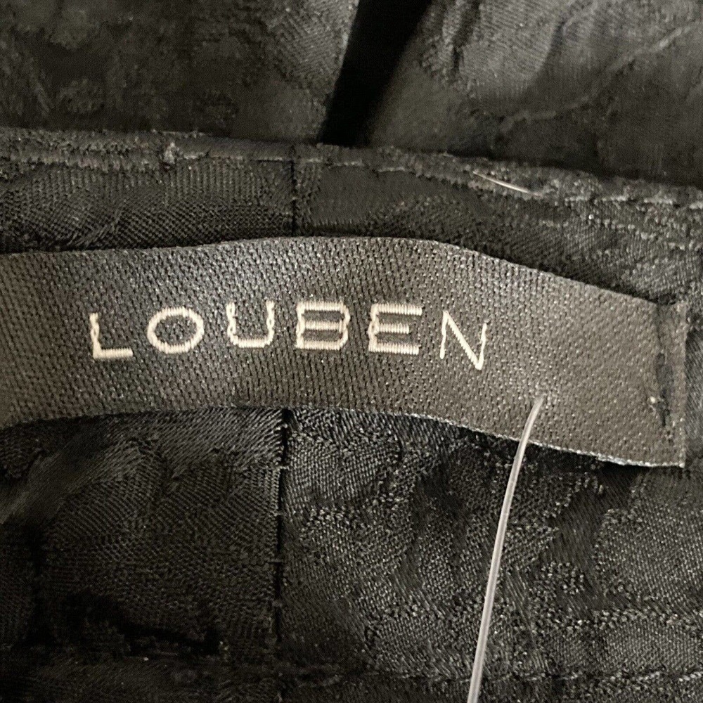 Louben Pants Womens 18 Jacquard Trousers Straight‎ Leg High Rise Black - Picture 9 of 12